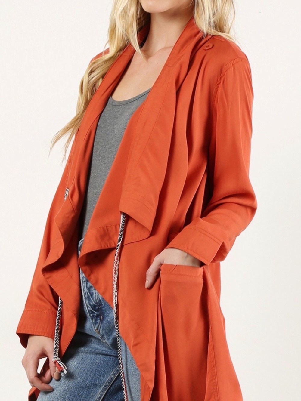 NWT Hem & Thread S M L Versatile Drape Peach Jacket